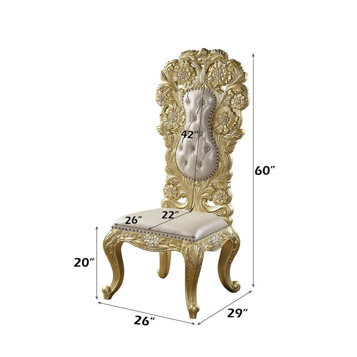 Cabriole - Side Chair Set of 2) - Light Gold Synthetic Leather & Gold