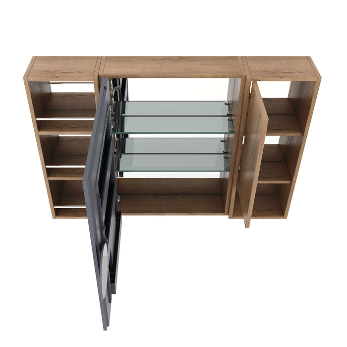 Wall Mounted Bathroom Mirror Cabinet, Adjustable Shelves Storage Cabinet - Imitative Oak