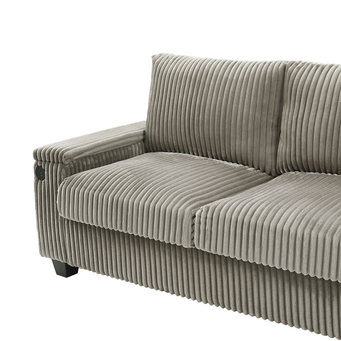 Modern 4 Seater Corduroy Sofa Couch With USB Ports And Hidden Storage