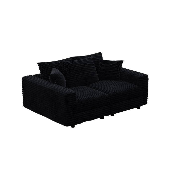Plush Corduroy 4 Seat Sofa, Modern Comfy Upholstered Sofa Cloud Couch, Deep Seat Couches With Soft Pillows