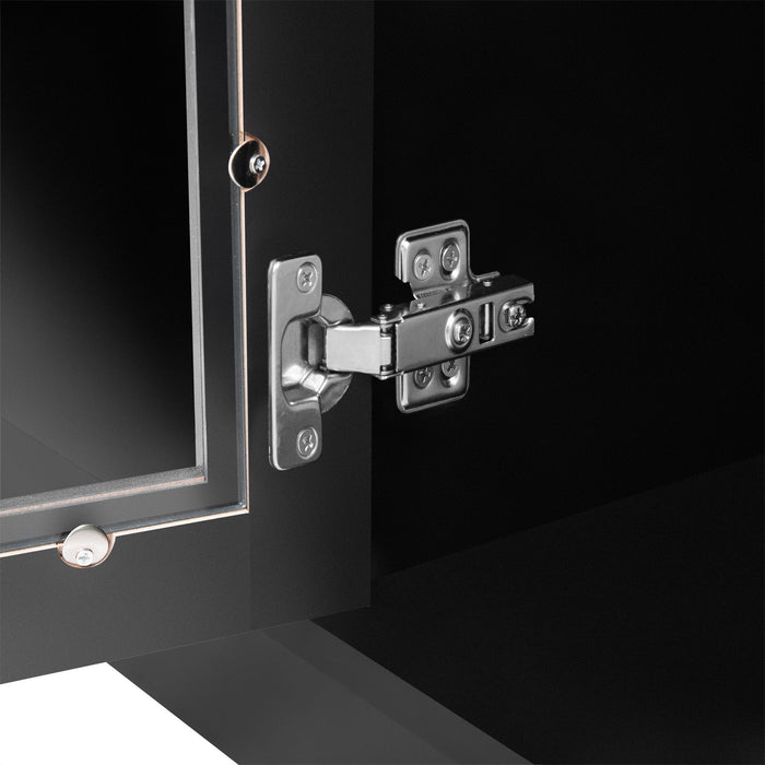 Wall Unit Entertainment Center With Bookshelves For TVs Up To 80", Tempered Glass Doors And Adjustable Shelves