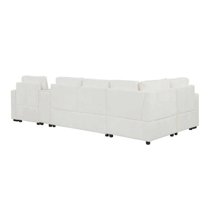Contemporary L Shaped Convertible Sofa Bed With Pull Out Bed, Cup Holders, And Storage