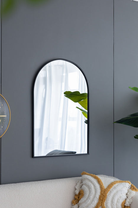 Arched Mirror With Metal Frame, Wall Mirror For Living Room Bedroom Entryway