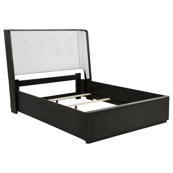 Leandro 55-inch Queen Wingback Bed Burnished Black