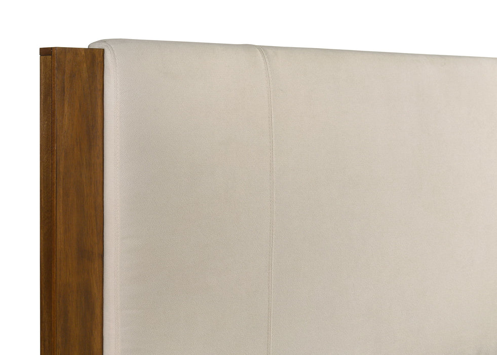 Adderley Queen Wood Panel Bed Cream and Warm Brown