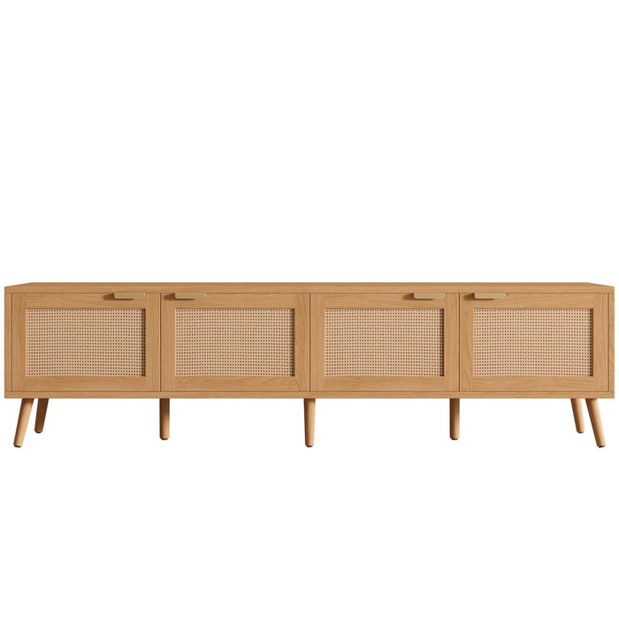 TV Stand With Storage & Cable Holes - Natural Wood