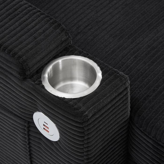 U Shaped Sectional Sofa Bed With Storage Chaise Lounges, USB Ports, And Cup Holders