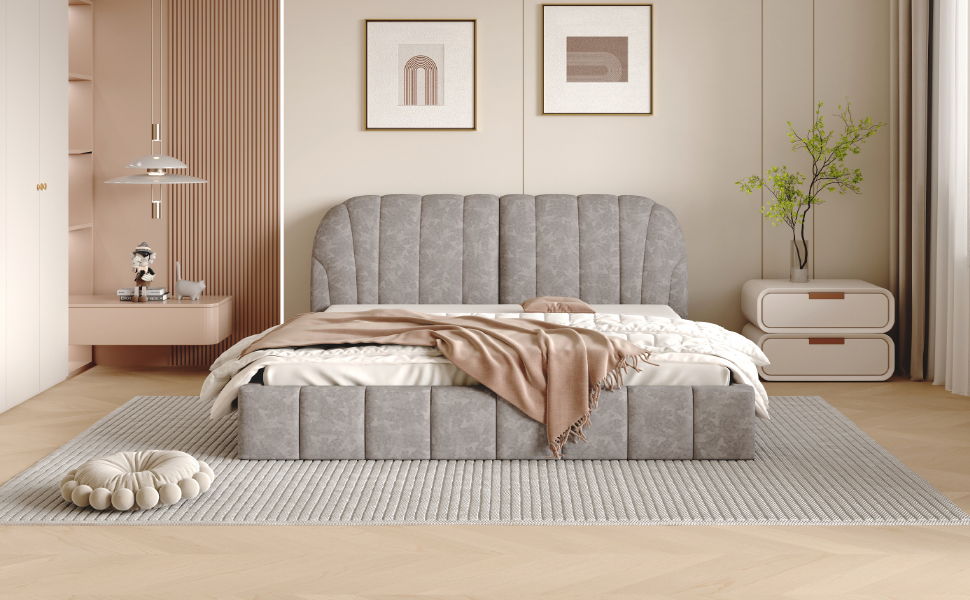 Elegant Design Upholstered Platform Bed