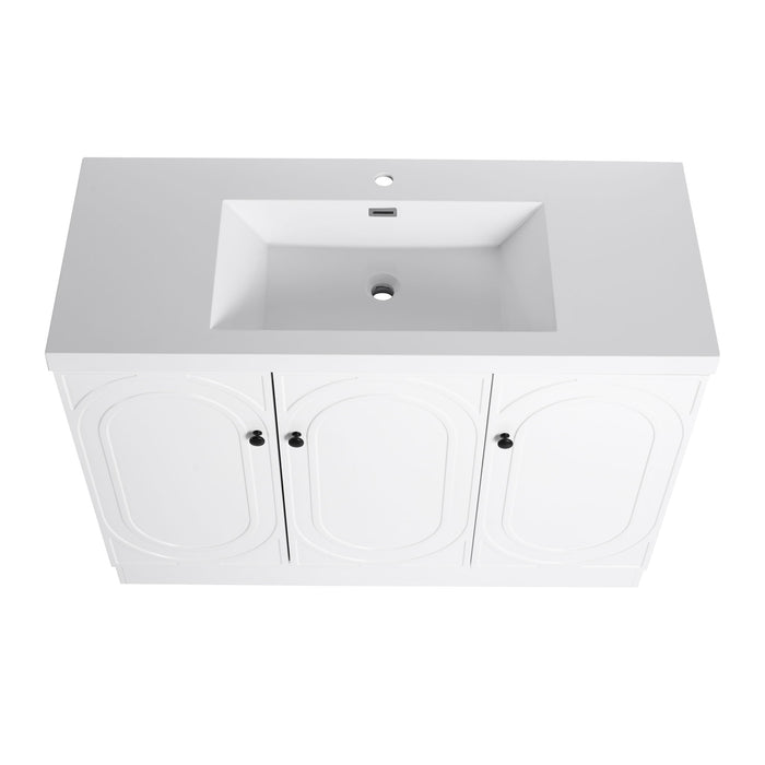 Contemporary Freestanding Bathroom Vanity With Resin Sink & Soft-Close Cabinet Doors