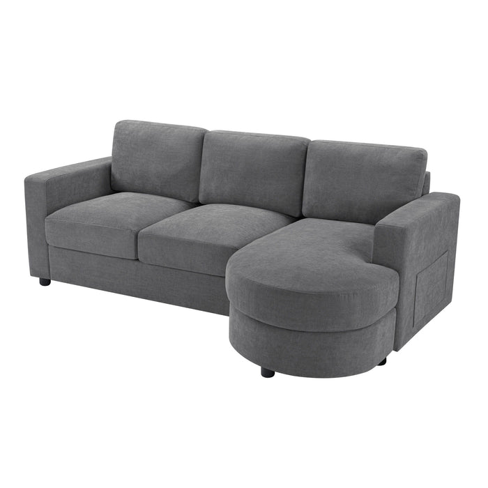 Modern L-Shaped Sectional Sofa With Curved Chaise, USB Ports, And Side Storage Pockets