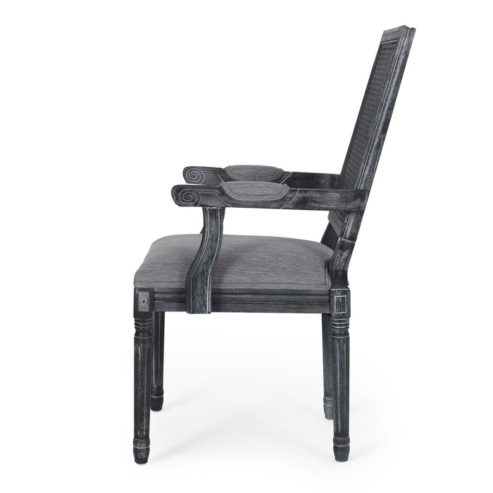 Elegant French Country Style Dining Chair With Cane Backrest
