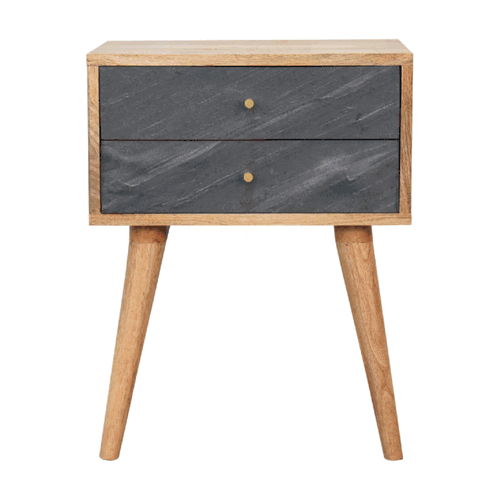 Slade - Bedside Table - Stone Gray