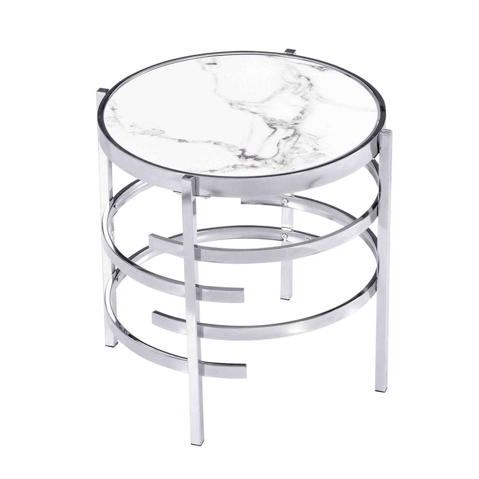 Elegant Round Table With Sintered Stone Top & Sturdy Metal Frame