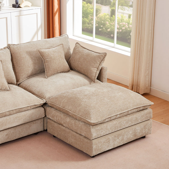 Modular L-Shaped Sectional Sofa With Movable Ottoman