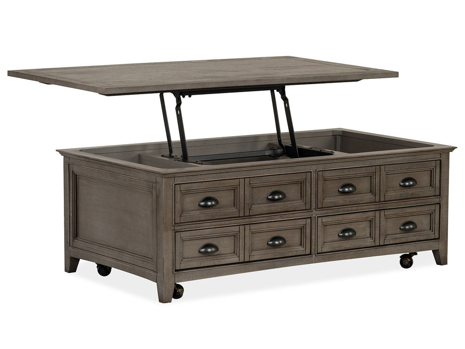 Paxton Place - Lift Top Storage Cocktail Table With Casters - Dovetail Gray