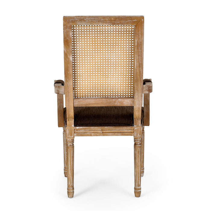 Elegant French Country Style Dining Chair With Cane Backrest
