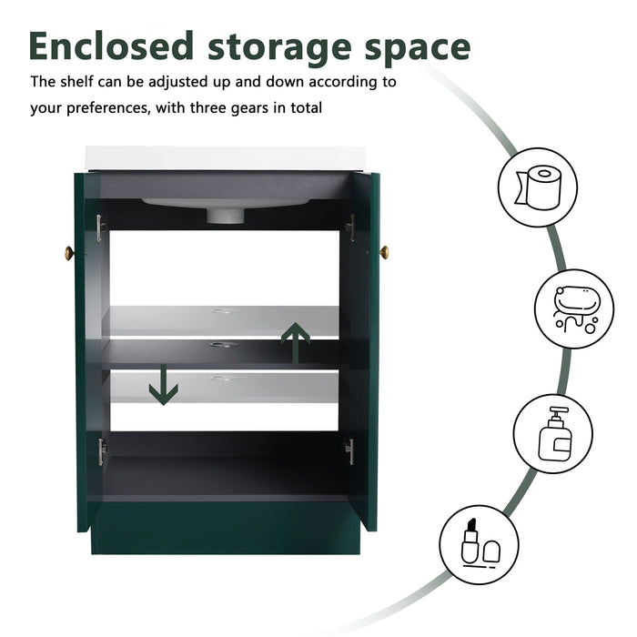 Contemporary Freestanding Bathroom Vanity With Resin Sink & Soft-Close Cabinet Doors