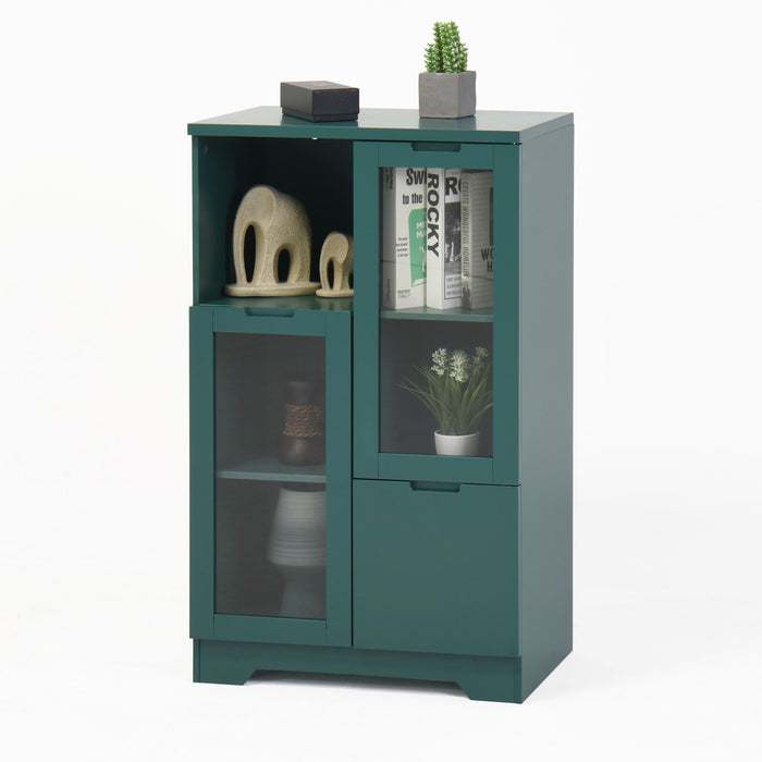 Modern Cabinet With Glass Doors And Drawer