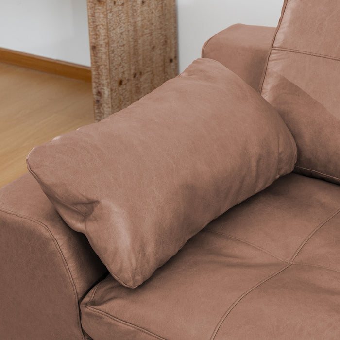 L - Shaped Modular 2 Seater Sofa With Movable Ottoman And High Density Sponge Cushions For Living Room