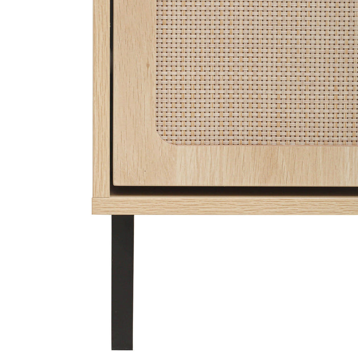 Modern Rattan 5 Door Shoe Storage Cabinet For Entryway Freestanding Design - Natural