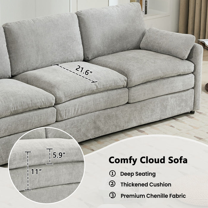 Cozy Upholstered 3 Seater Sofa Plush Cushion For Living Room