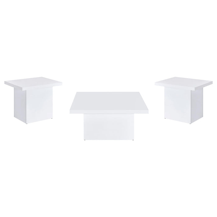Devar 3-piece Square Coffee End Table Set White High Gloss