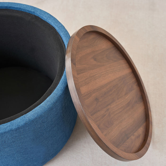 Nesting Ottomans, Round Coffee Table & Bench With Tray (Set of 2)