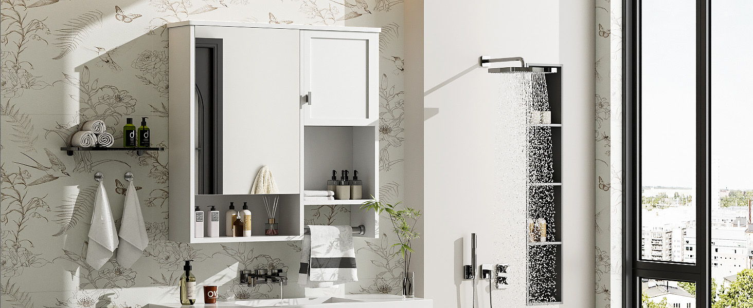 Modern Wall Mounted Bathroom Medicine Cabinet, Bathroom Wall Storage Cabinet With Mirror