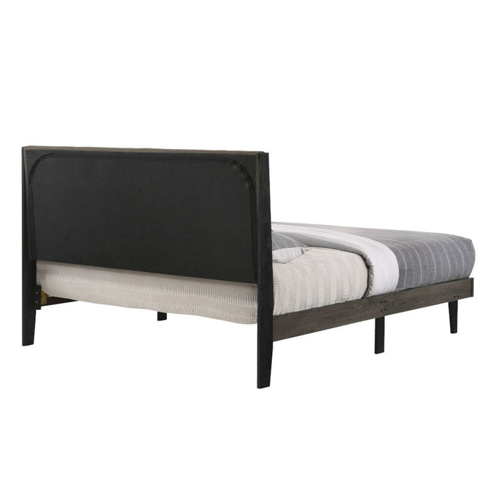 Valdemar - Queen Bed - Brown Fabric & Weathered Gray