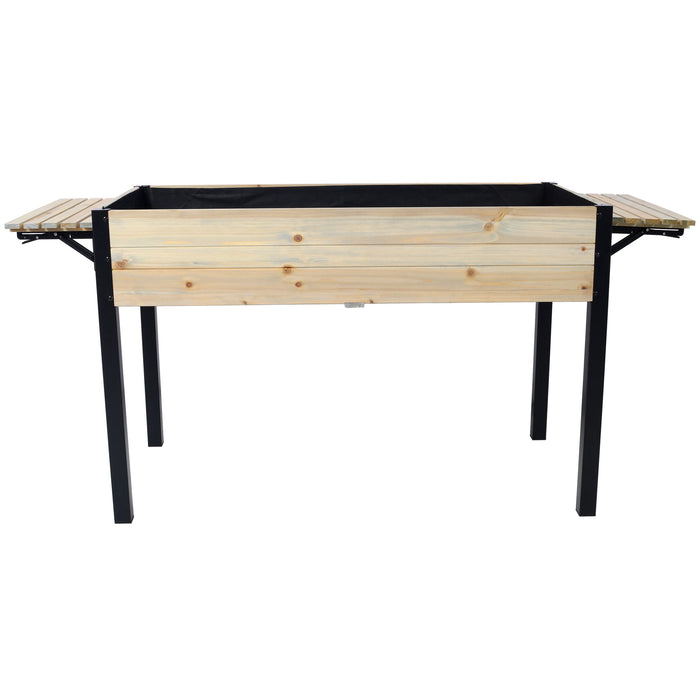 Raised Garden Bed With Metal Legs And Folding Storage Shelf