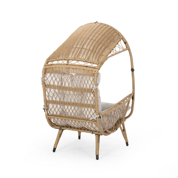 Outdoor Wicker Standing Basket Chair With Cushion
