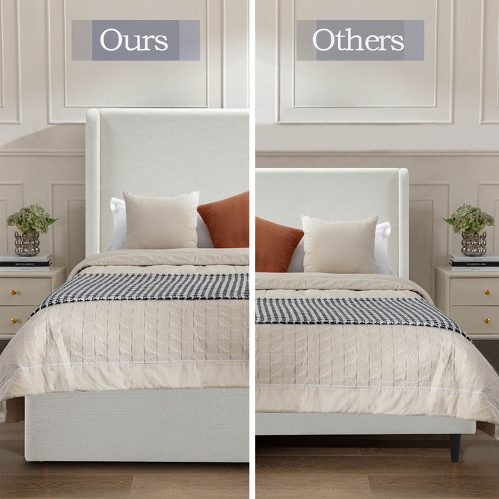 Caron - Upholstered Wingback Bed With High Headboard