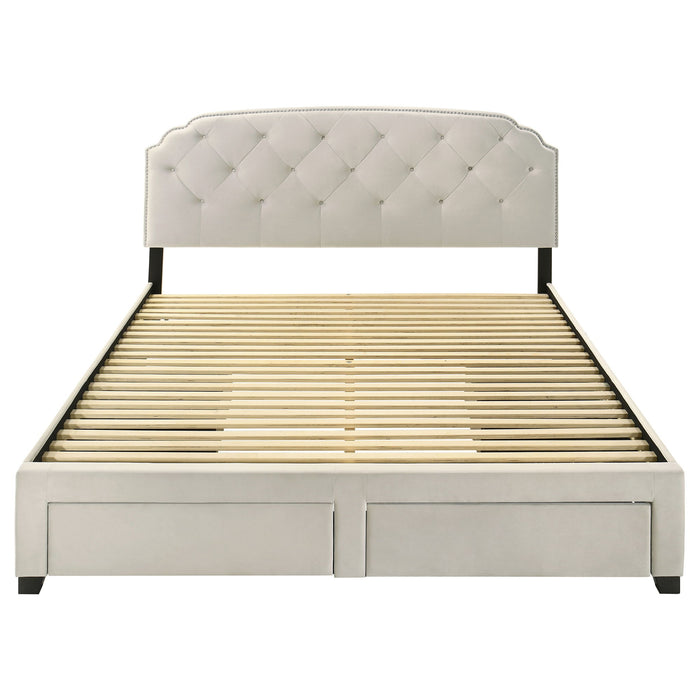 Marianna 4-drawer Upholstered Eastern King Storage Bed Cream