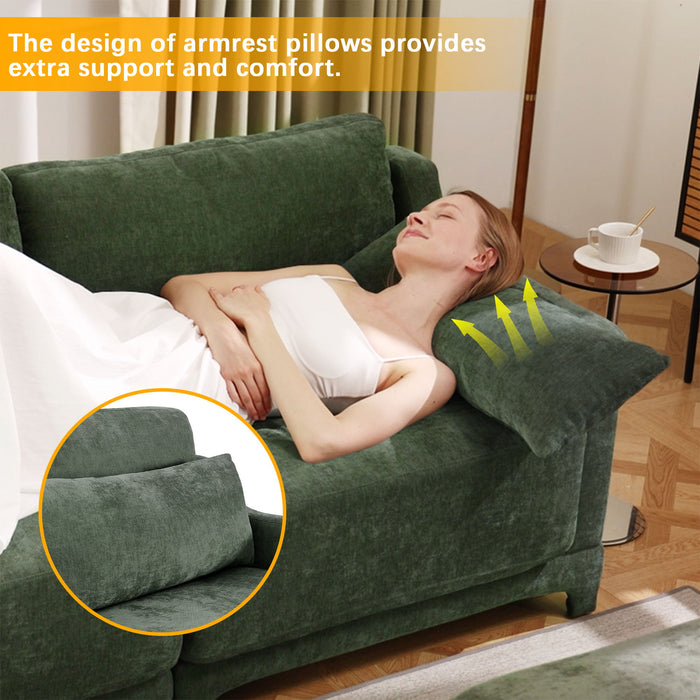 Stylish Sofa With Ottoman And Lumbar Pillows, Ergonomic Design