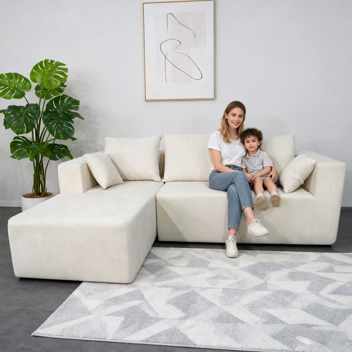 Modular Corner Sofa With Soft Linen Fabric