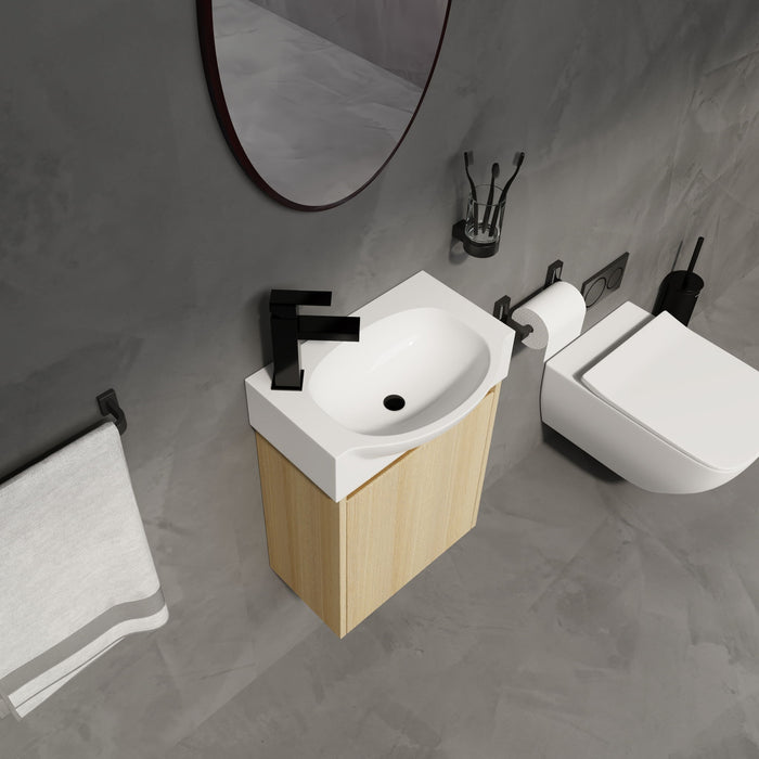 Modern Bathroom Vanity With Ceramic Basin, Wall Mounted Floating Sink Combo, Storage Cabinet
