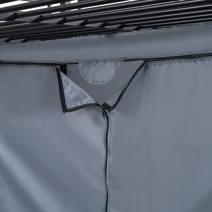 Loft Bed With Desk, Shelves, Power Outlet, LED Light And Wardrobe