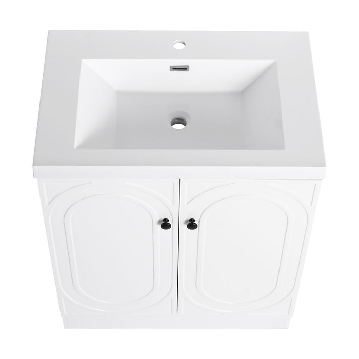 Contemporary Freestanding Bathroom Vanity With Resin Sink & Soft-Close Cabinet Doors
