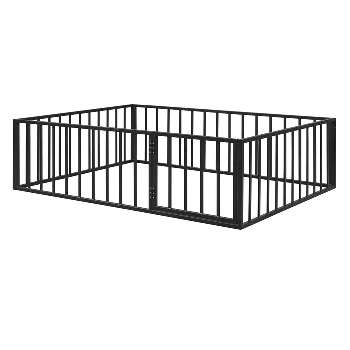 Metal Floor Bed Frame With Fence And Door