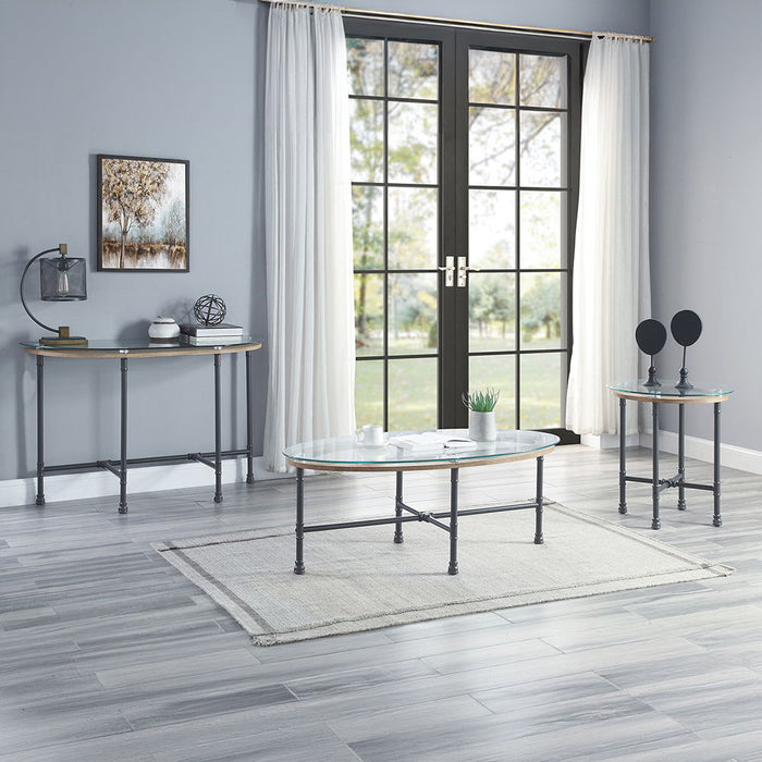 Brantley - End Table - Clear Glass & Sandy Gray