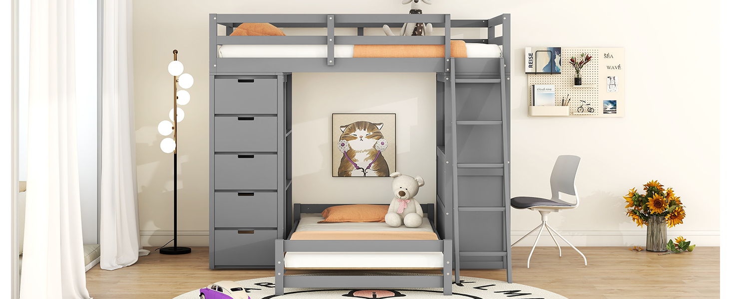 Bunk Bed With LED Light And USB Ports