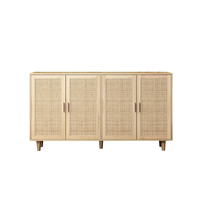 Elegant And Functional 4 Door Rattan Decorative Storage Cabinet