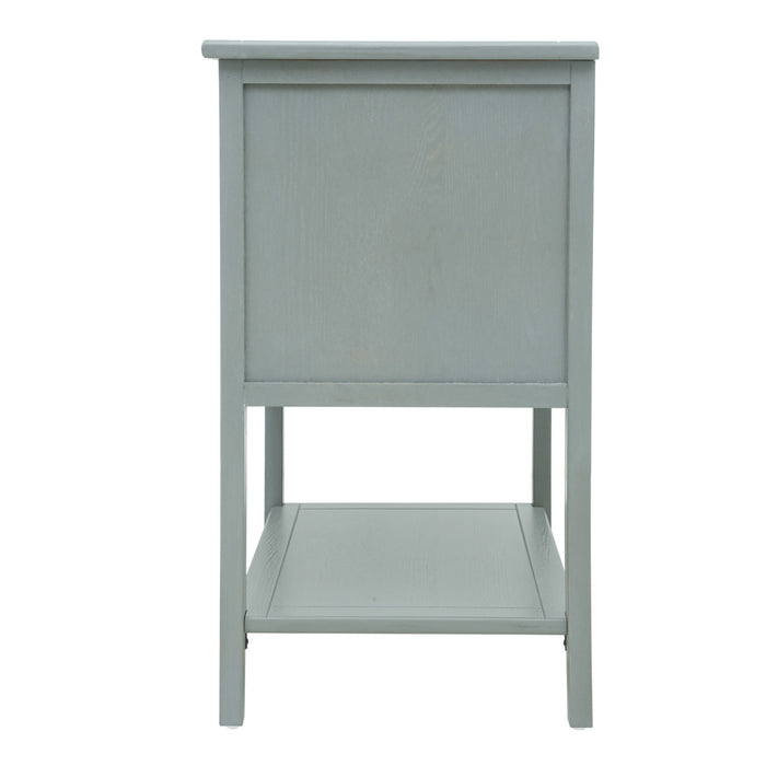 2 Drawer Side Table, American Style, End Table, Suitable For Bedroom, Living Room, Study
