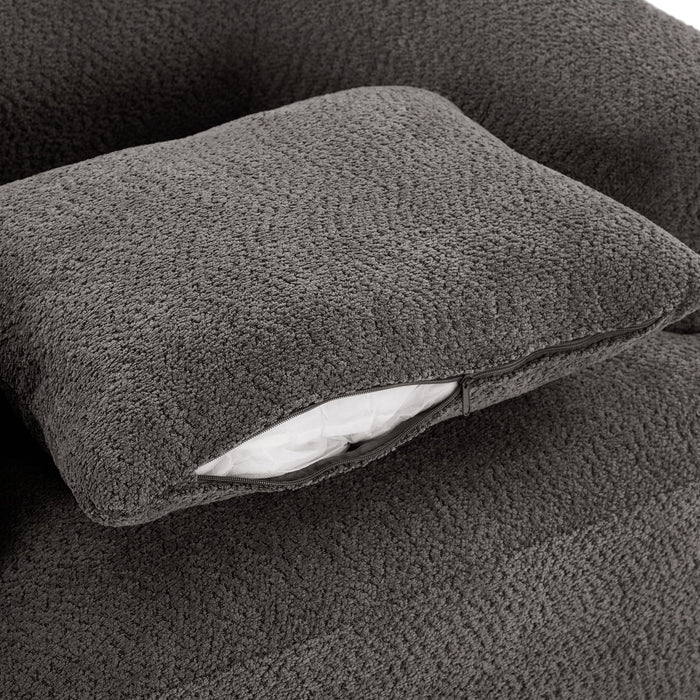 360° Swivel Barrel Sofa Chair With Throw Pillow, Chenille Upholstered Accent Chair