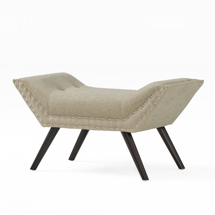 Hariata - Contemporary Fabric Tufted Ottoman Bench - Beige