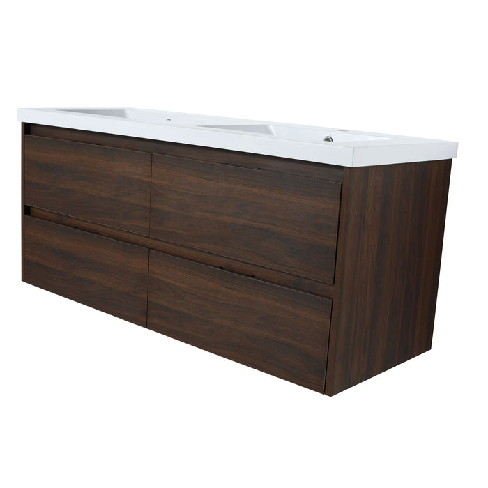 Modern Floating Bathroom Vanity With Dual Resin Sink, Soft Close Drawers