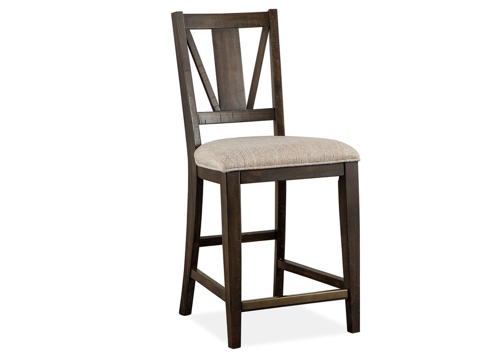 Westley Falls - Extendable Counter Height Dining Table With 4 Counter Chairs - Graphite / Beige