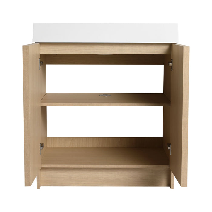 Freestanding Bathroom Vanity With Resin Sink & Soft Close Cabinet Doors