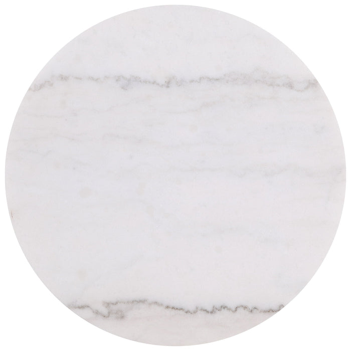 Jason Round White Marble Top Side End Table Greige