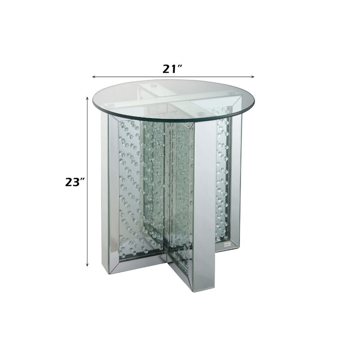 Nysa - 23" End Table - Mirrored & Faux Crystals